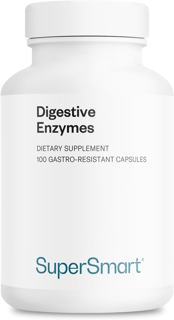 Supersmart - Digestive Enzymes (High Potency) - 15-in-1 Multi Enzymes Supplement - with Lipase, Bromelain, Amylase, Lactase, Protease, Invertase | Non-GMO & Gluten Free - 100 Delayed Release Capsules