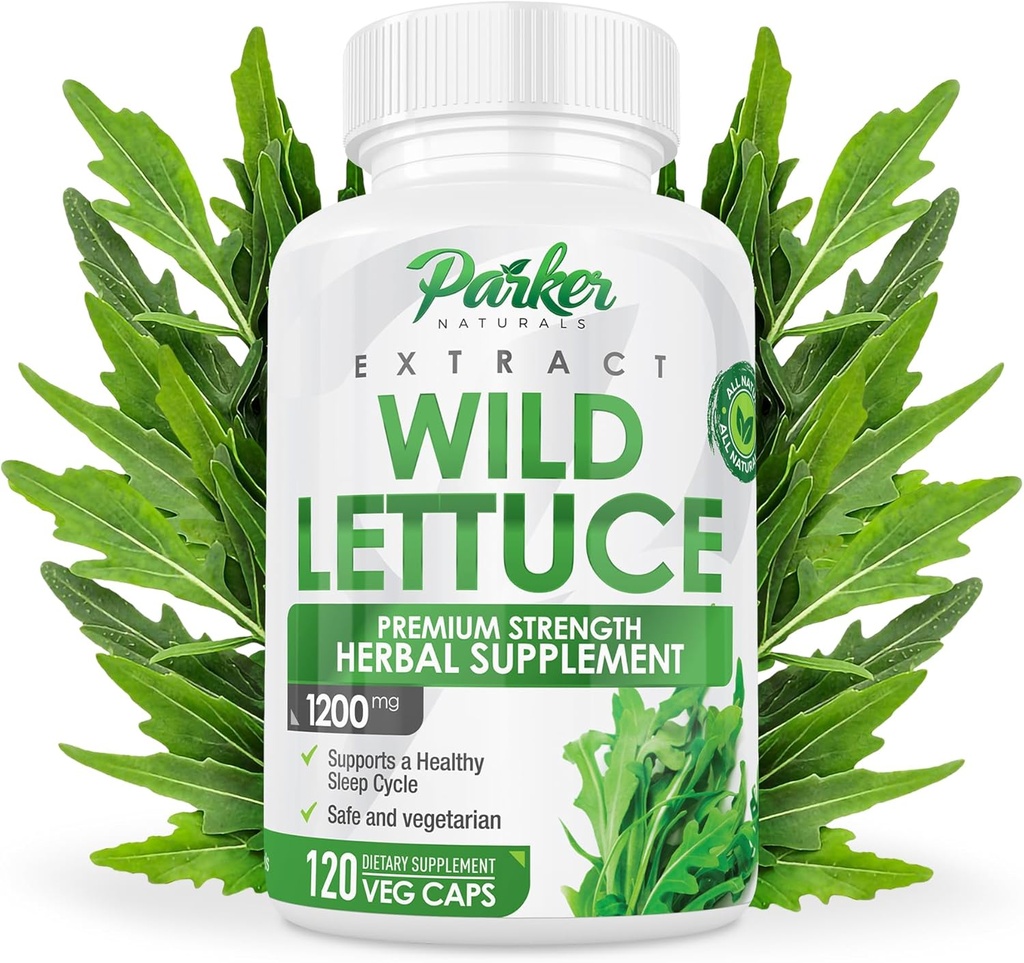 Parker Naturals Wild Lettuce Extract – Herbal Sleep Supplement 1200mg, 4:1 Concentrated, Vegan Capsules, Soothes Discomfort, 60 Servings, 120 Count