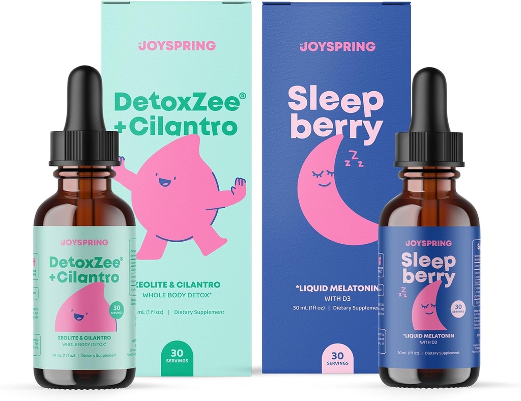 JoySpring DetoxZee Cilantro and SleepBerry Liquid Melatonin Drops for Kids