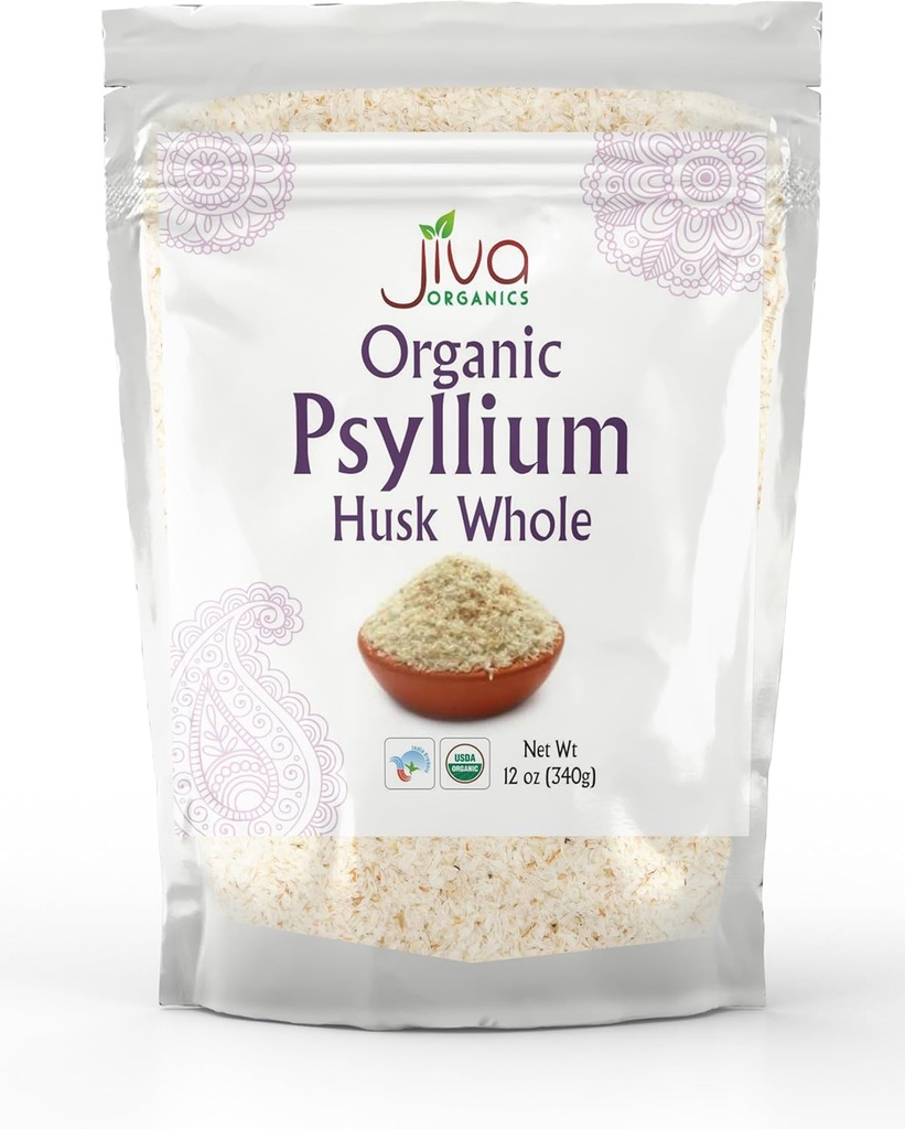 Jiva USDA Organic Whole Husk Psyllium (Isabgol) 12 Ounce