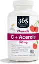 365 by Whole Foods Market, Chewable C + Acerola C 500mg, Natural Cherry Flavor, Vegan, 90 Tablets