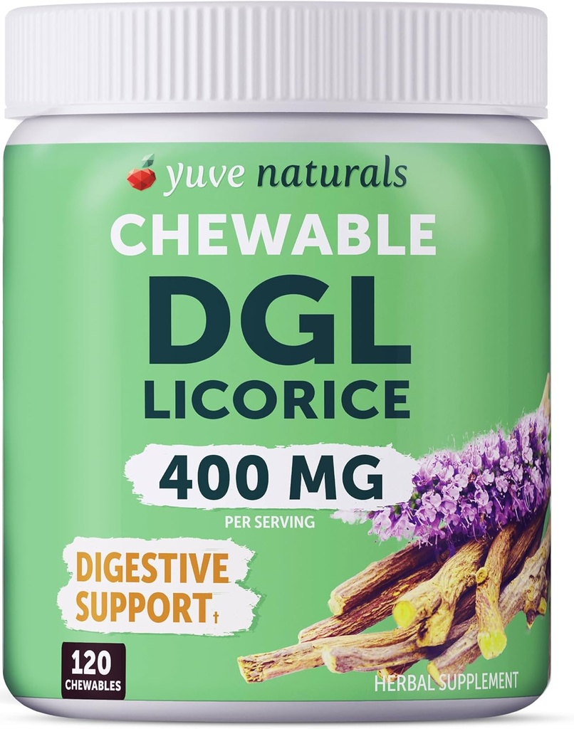 Chewable Ultra-Pure DGL Licorice Tablets 4000 mg - Stomach, Gut & Intestinal Relief - Natural Acid Reflux Formula - 10:1 Deglycyrrhizinated Licorice Root Extract - 120 Chewables