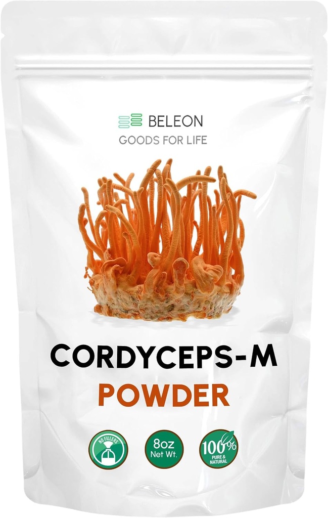 Cordyceps Powder 8 oz - Cordyceps Militaris Pure Supplement for Immune Support, Rich in Polysaccharides