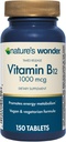 Nature's Wonder Vitamin B12 1000 mcg Timed Release Tablets for Energy Metabolism, Supports Brain Health and Nervous System Health, 150 Day Supply, 150 Tablets