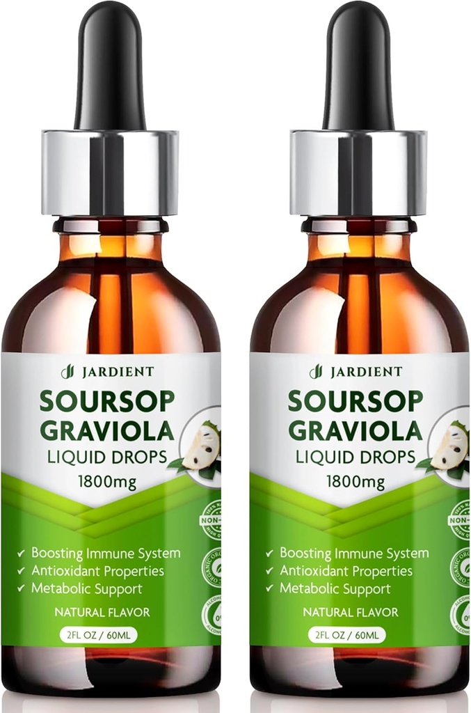 Soursop Bitters Liquid Oil : Graviola Soursop Extract- Organic for Cell Support and Regeneration- Soursop Tincture Edible 2 fl oz (Pack of 2), 60ml x 2 Packs