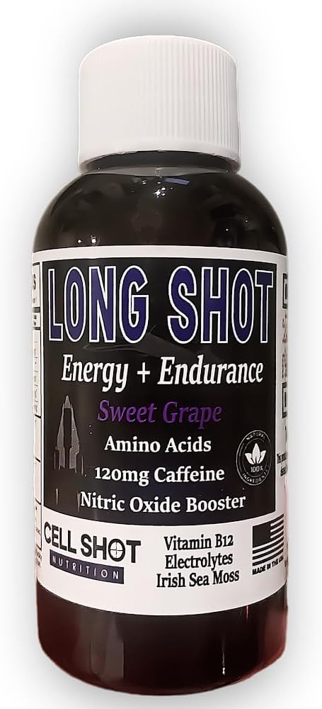 Sweet Grape Long Shot - 4 Pack - Nitric Oxide Booster, Caffeine, Nootropics, Electrolytes, Amino Acids - Natural Endurance and Performance Enhancement