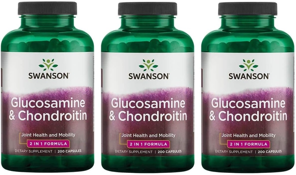 Swanson Glucosamine & Chondroitin Combo 500/250 Milligrams 200 Capsules (3 Pack)