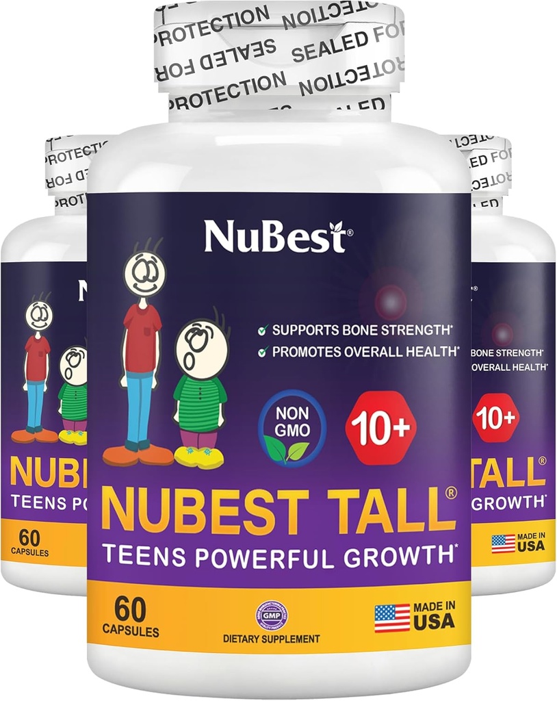 NuBest Tall 10+ - Advanced Bone Strength Formula - Supports Immunity, Healthy Development & Optimal Wellness - for Children (10+) & Teens Who Drink Milk Daily | Pack 3 | 3 Months Supply