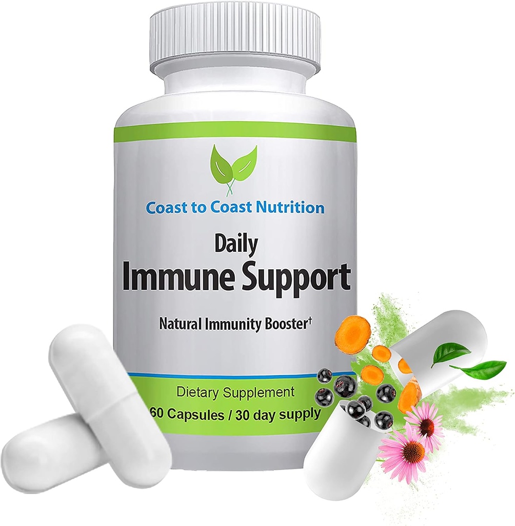 Daily Immune Support Supplement – Sambucus Elderberry with Zinc and Vitamin C Immunity Support Supplement - Natural Immune System Defense. 60 Capsules 1,119 mg