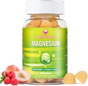 Magnesium Citrate Gummies for Adults - Supplements for Women & Kids Daily Wellness - Peanut Free Vitamin Gummy - Raspberry and Peach Flavor Chewable Supplement - 60 Count