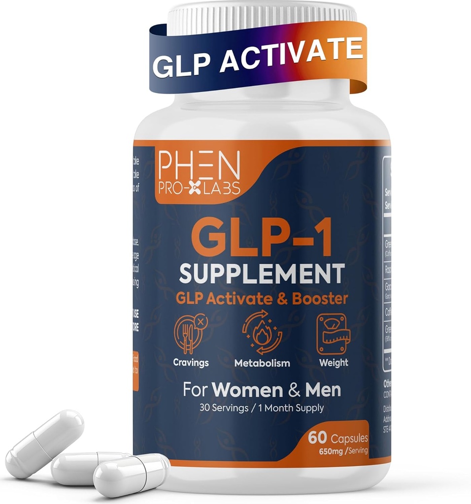 GLP-1 Supplement for Women and Men, Digestive & Metabolism Support, Expert Formulated to Support GLP1 Naturally, 5X Targeted Formula (60 Capsules/ 30 Servings of 1300 mg Each)