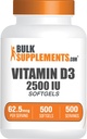 BulkSupplements.com Vitamin D3 2500IU Softgels - Cholecalciferol, D3 Supplement, Vitamin D 2500 IU - 1 Vitamin D3 Softgel (62.5mcg of Vitamin D) per Serving, 500 Count (Pack of 1)