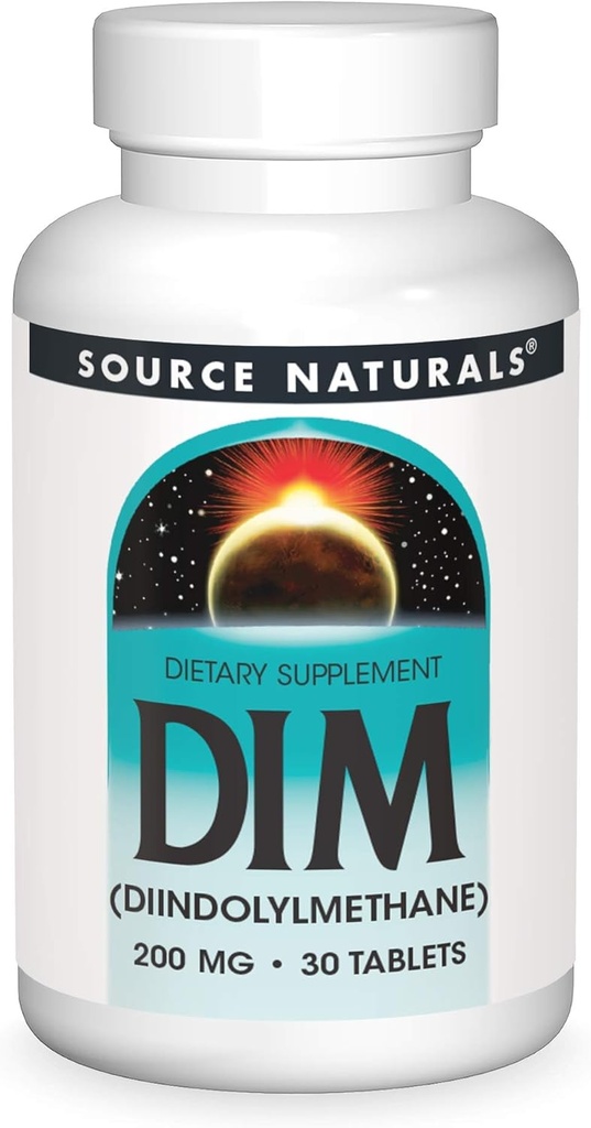 Source Naturals DIM, Diindolylmethane 200mg with BioPerine, Vitamin E & More - 30 Tablets
