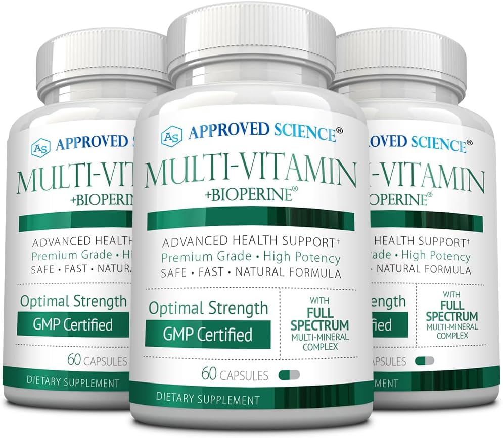 Approved Science Multi-Vitamin - with Full-Spectrum B-Vitamins, Green Tea, Lutein, Lycopene, Zeaxanthin, BioPerine - 180 Capsules - 3 Month Supply