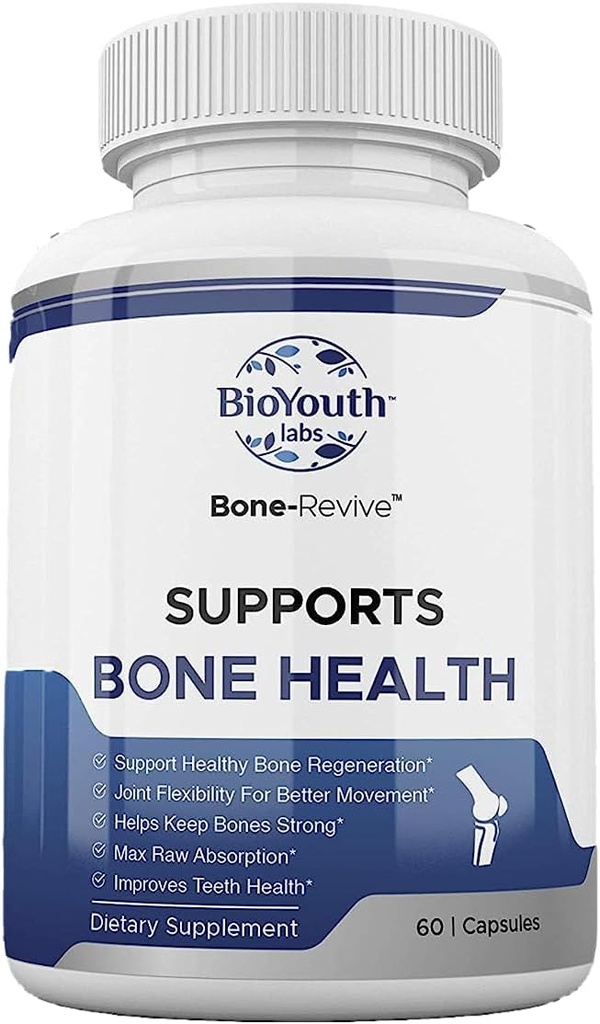 Labs Natural Bone Strength Supplements for Adults, 60 Capsules - Nutritious Blend of Coleus Forskohlii, Creatine, Magnesium, Vitamin K2 & C for Better Bone Health & Growth.