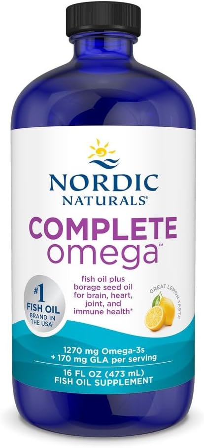 Nordic Naturals Complete Omega, Lemon Flavor - 16 oz - 1270 mg Omega-3 - EPA & DHA with Added GLA - Healthy Skin, Cognition, Positive Mood - Non-GMO - 96 Servings