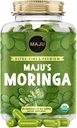 Maju Superfoods Organic Moringa Capsules, Oleifera Leaf, Extra-Fine Quality Moringa Leaves, Dried Drumstick Tree Leaves, Organic Moringa Powder Extract Supplement Capsules from Plant (90 ct)