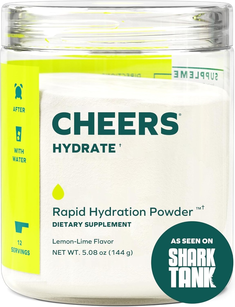 Cheers Hydrate | Oral Rehydration Solution | Electrolytes for Rapid Hydration | Lemon Lime Flavor | 12 Servings | Electrolyte Supplement with Sodium, Potassium, Glucose