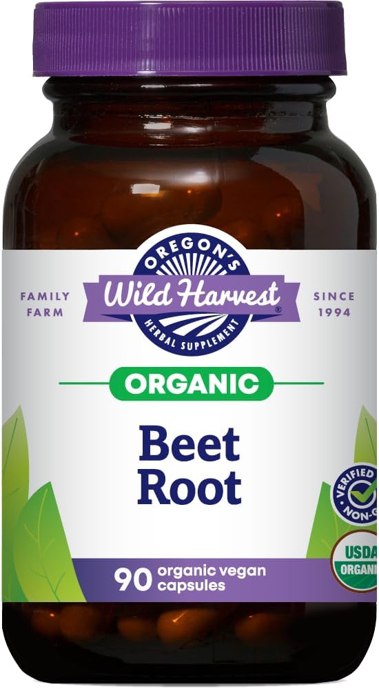 Oregon's Wild Harvest Organic Beet Root Capsules – 90 Vegan Capsules – USDA Certified Organic Beet Root Powder – Non-GMO, Gluten-Free, Dairy-Free, Soy-Free – Grown in North America – Made in The USA