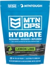 MTN OPS Hydrate Electrolytes Powder Drink Mix, 20 Single Serving On-The-Go Electrolyte Packs with Over 1000mg of Electrolytes per Serving, Lemon Lime