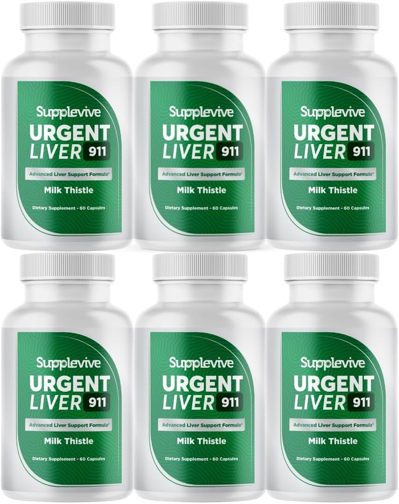 Urgent Liver 911 Herbal Liver Support Supplement Liver Cleanse Detox & Repair Formula with Milk Thistle Silymarin Dandelion Root and Artichoke Extract for Liver Health, 60 Capsules (6)