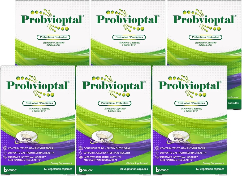 Probvioptal, 60 Capsules (1 Year Supply), Probiotics & Prebiotics, Duocap, 1 Billion CFU, Gluten Free