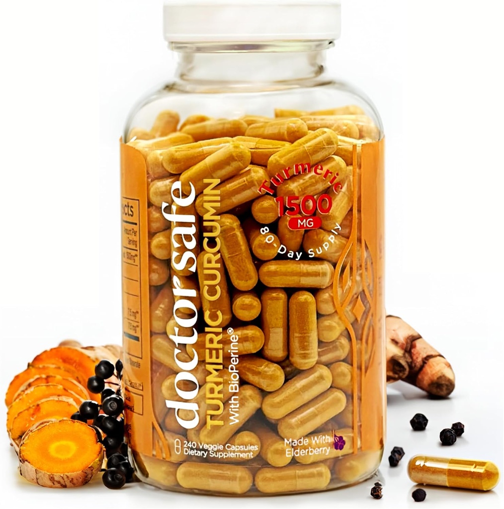 Turmeric Curcumin with 95% Curcuminoids & BioPerine Black Pepper | 1500mg | Joint Support Supplement | Non-GMO Gluten-Free - 240 Capsules