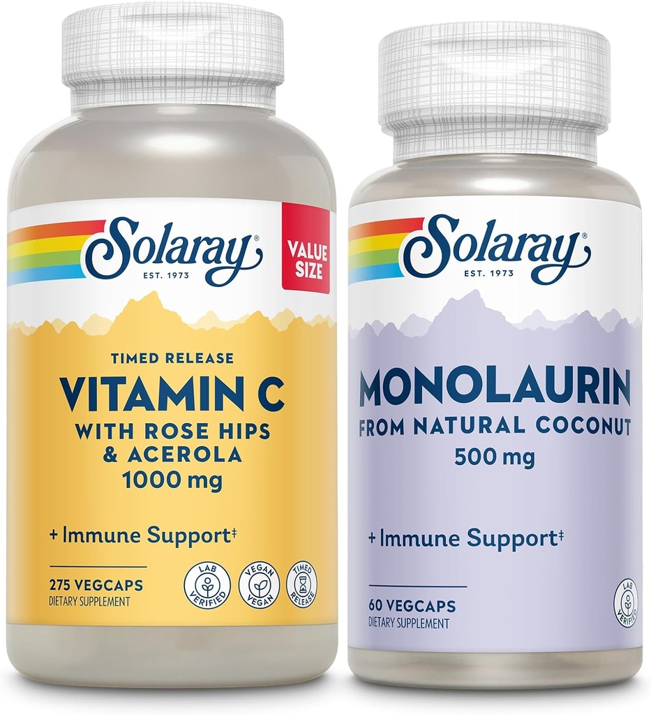 SOLARAY Vitamin C 1000mg and Monolaurin 500mg Wellness Bundle