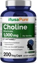 NusaPure Choline Bitartrate - Suitable for Vegetarian/Vegan, Non - GMO - 1000 mg 200 Capsules