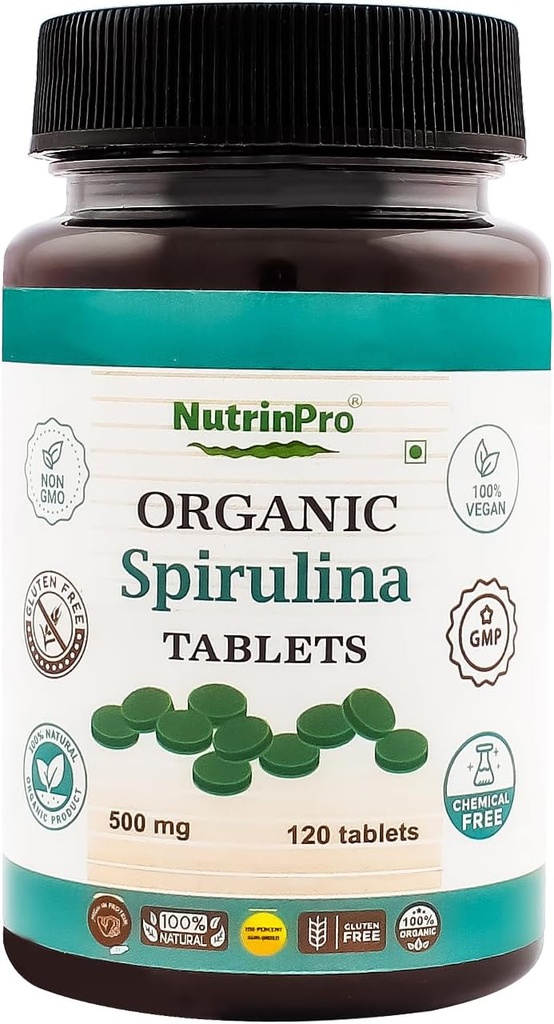 Organic Spirulina Tablets - 100% Pure Vegan, Non-GMO, Gluten Free, Chemical Free