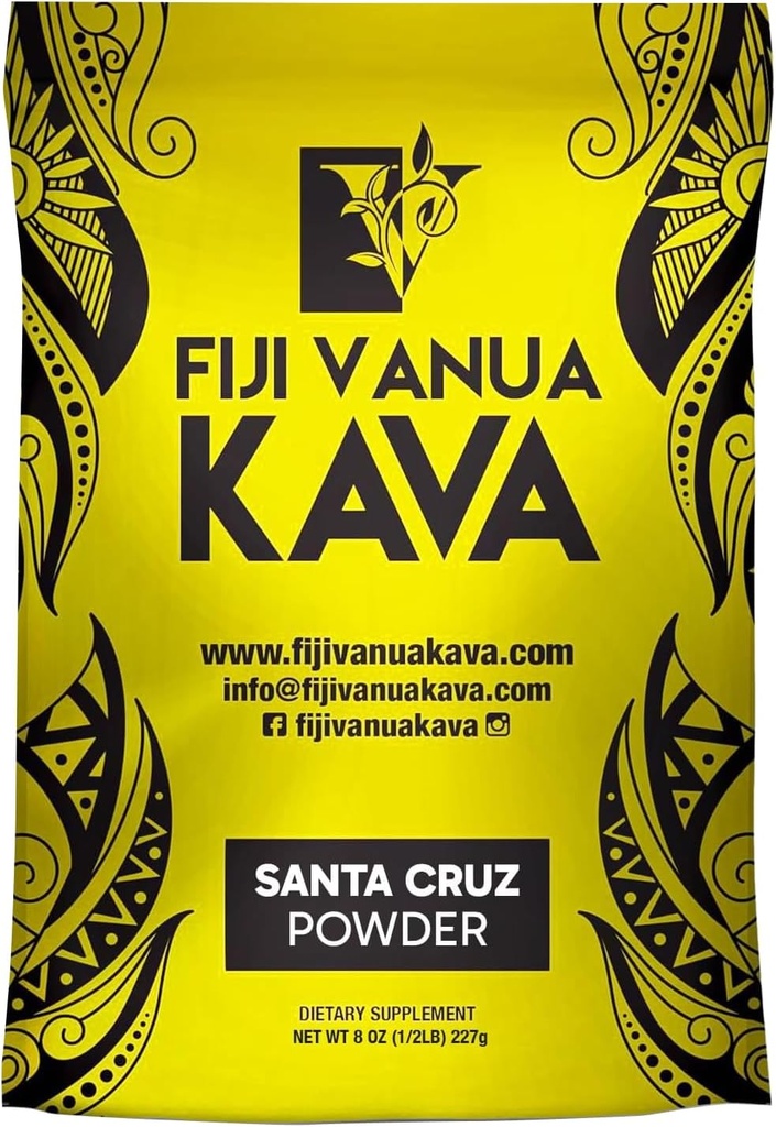 Fiji Vanua Kava Premium Santa Cruz Powder, Medium Grind Noble Root, Easy to Prepare Kava with A Smooth and Creamy Taste, Kava Root Powder, 8 oz