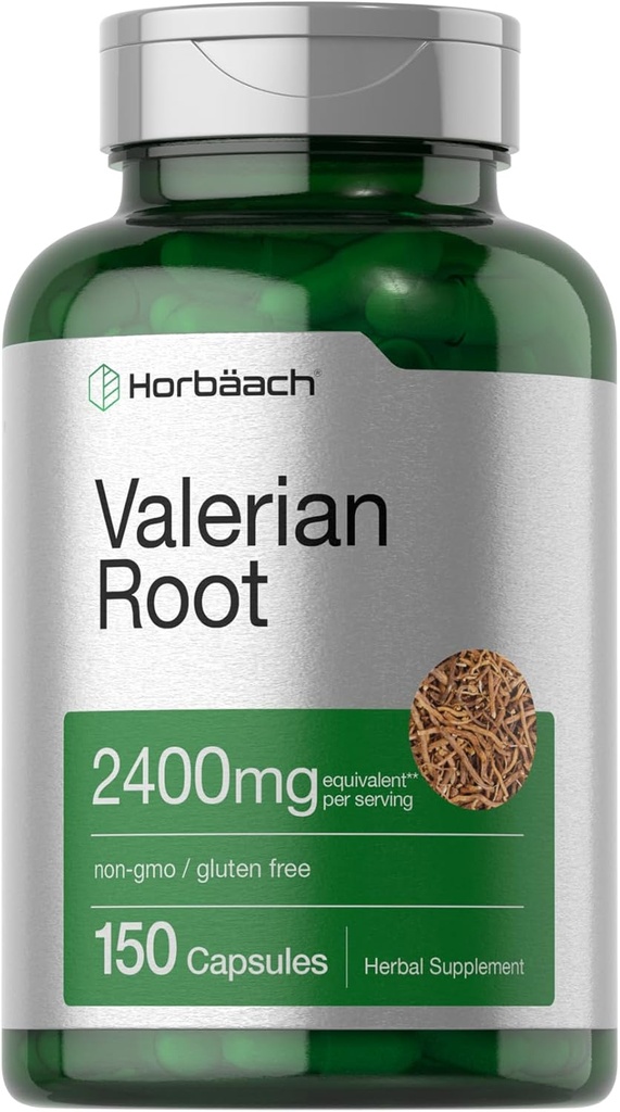 Horbäach Valerian Root Capsules | 2400 mg | 150 Count | Extract Supplement | Non-GMO, Gluten Free