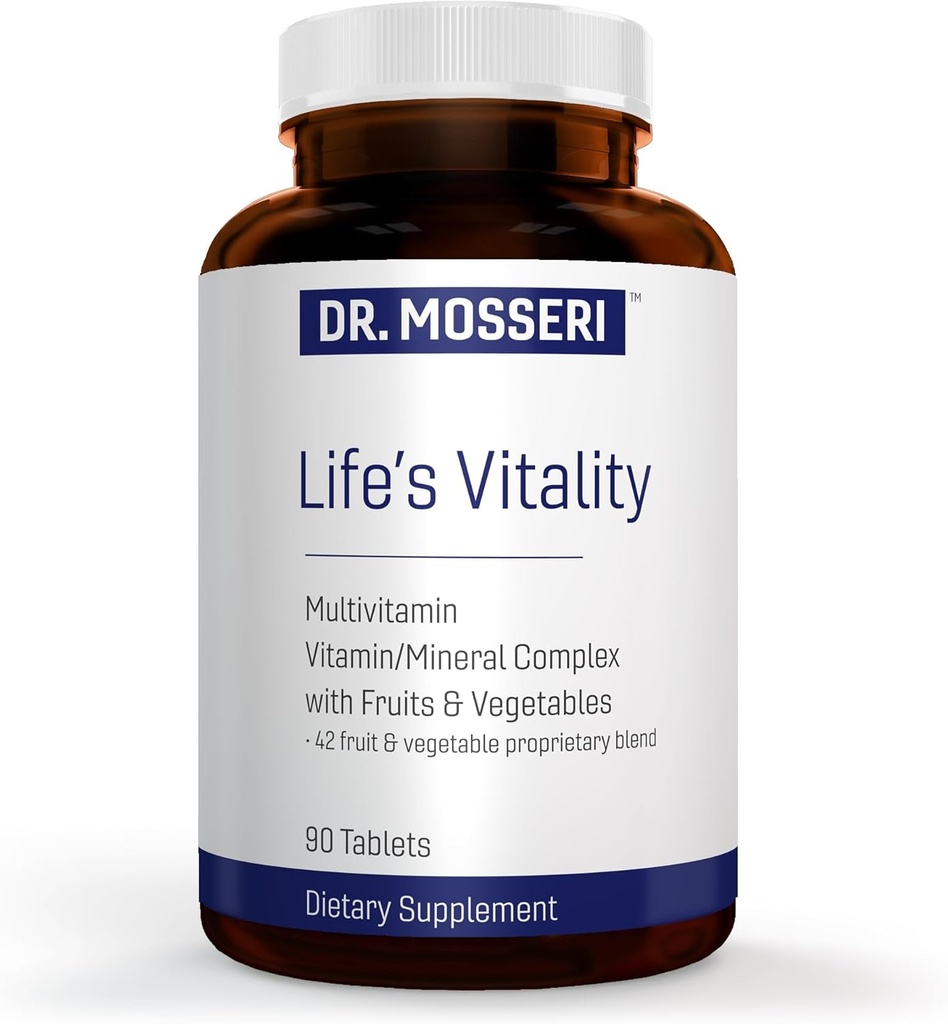 Life's Vitality Vegan Multivitamin for Men & Women – Non-GMO Formula with 42 Fruits and Vegetables, Daily Multivitamin and Mineral Complex with Vitamin D for Immune Support, 90 Tablets