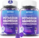 Potassium Magnesium Gummies - Potassium Supplement w/Ashwagandha 200mg, Magnesium Glycinate,B6,B12,P-otassium Citrate for Leg Cramps,Muscle,Electroyte for Adults Kids,Sugar-Free, 2 Pack