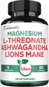 Satoomi 5in1 Magnesium L-Threonate with Mangesium Glycinate, Ashwagandha, Chelate & Lions Mane - 60 Capsules