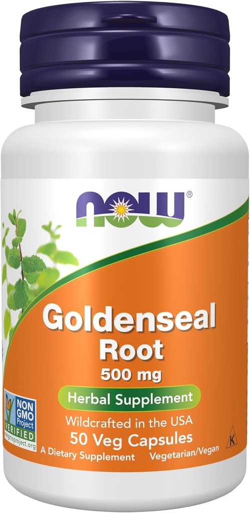 NOW Supplements, Goldenseal Root (Hydrastis canadensis) 500 mg, Herbal Supplement, 50 Veg Capsules