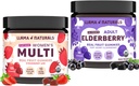 Llama Naturals Adult Elderberry Gummies + Women's Multivitamin Gummies Bundle | No Added Sugar Cane | Vegan | Organic | 2 Bottles