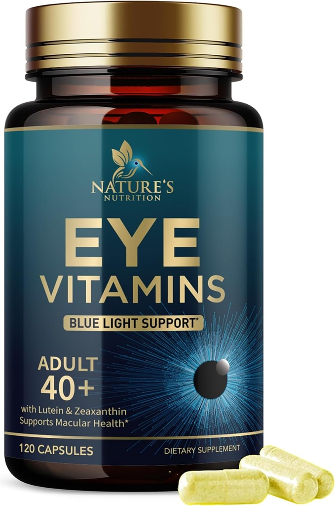 Eye Vitamins Supplement - Advanced Eye Care Vitamin with Lutein, Zinc, Vitamins C, E, Zeaxanthin & Minerals - Vision Multivitamin for Macular Health & Dry Eyes, Vegan, Bottled in USA - 120 Capsules