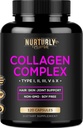 Multi Collagen Peptides Powder Capsules - Hydrolyzed Collagen Peptides Types (I, II, III, V & X) - Collagen Supplements for Hair, Skin & Nails - 120 Capsules