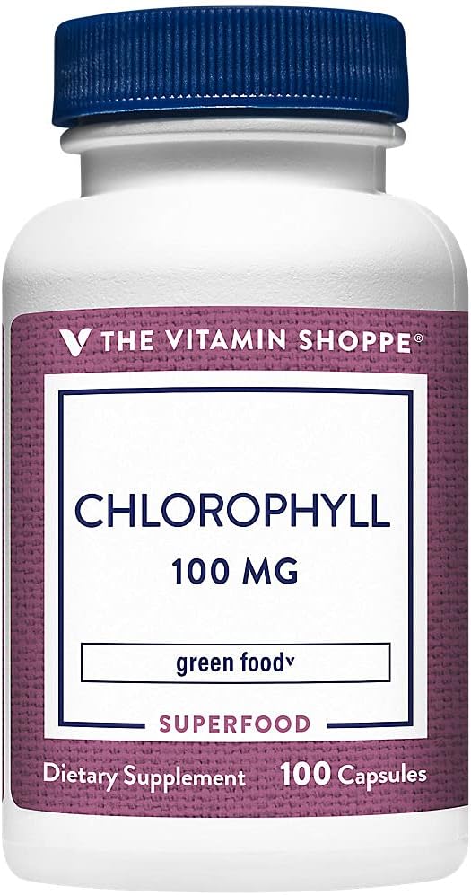 The Vitamin Shoppe Chlorophyll 100mg Natural Food Supplement, Green (100 Capsules)
