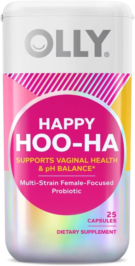 OLLY Happy Hoo-Ha Capsules, Probiotic for Women, 25 capsules (Pack of 1)