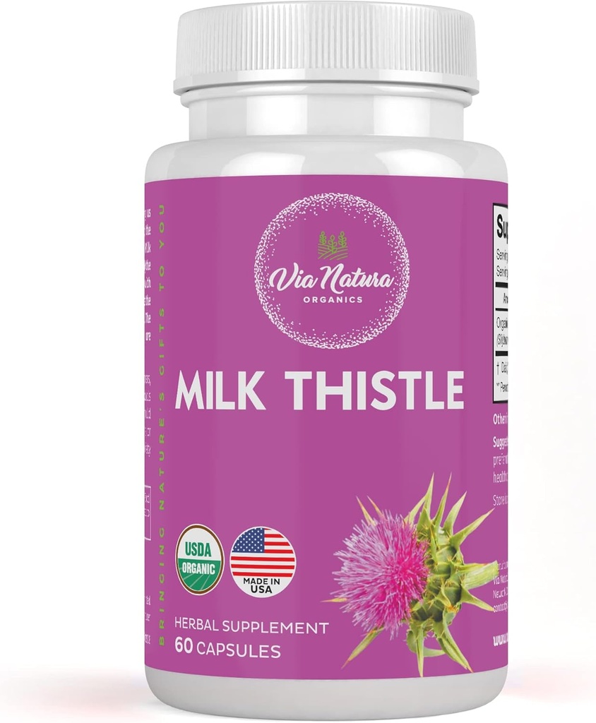 Milk Thistle Capsules 1000mg | Organic Herbal Supplement | 60 Capsules