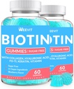 Sugar-Free Biotin Gummies, Biotin and Collagen Gummies with Keratin, Hyaluronic Acid for Women & Men | Hair Growth, Glowing Skin & Strong Nails | Vitamin B7 Supplement, Non-GMO, Chewable