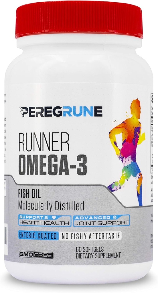 Runner Omega 3 Fish Oil – Triple Strength Nutritional Sport Supplement - Helps Support Heart & Joint Health for Running with Omega- EPA & DHA - 1000 mg, 1 Month Capsules for Men and Women
