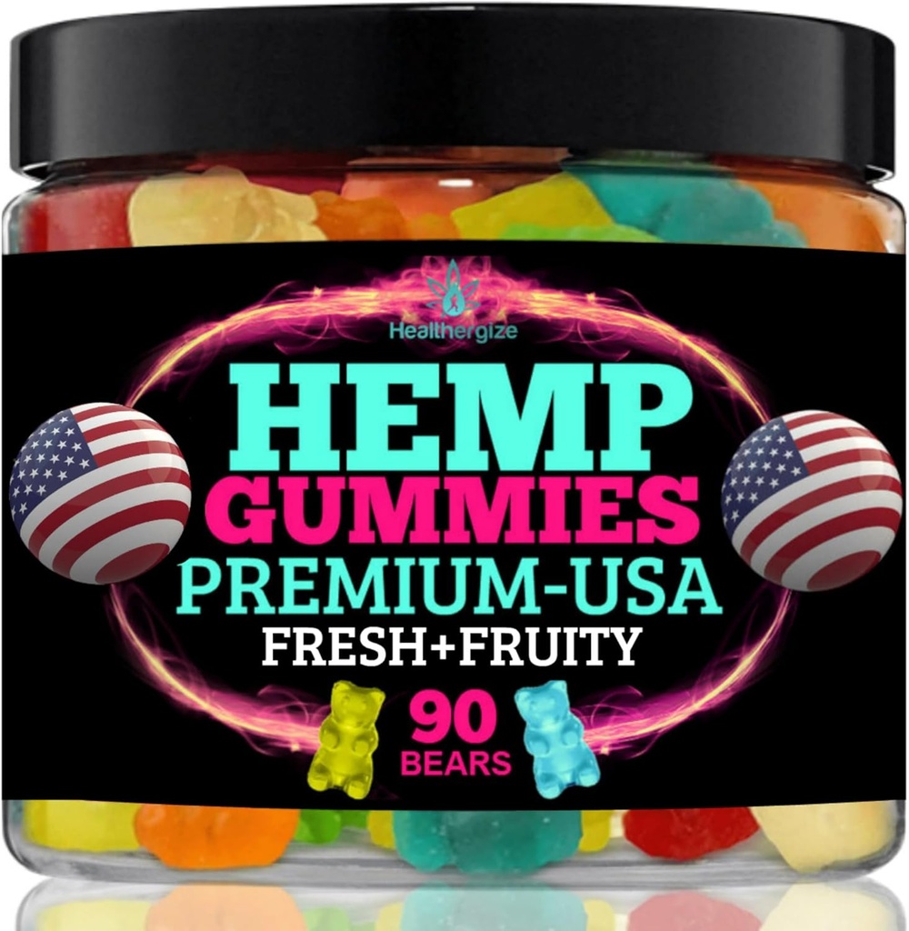 Hemp Gummies for Relaxation and Rest-Natural Hemp Oil Gummies, Fresh Fruity Flavors Tasty Relief-Made in USA-High Potency Gummy Edibles-Extra Strength 90 Bears