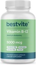 BESTVITE Vitamin B12 (Methylcobalamin) 5000mcg (240 Vegetarian Capsules) (Methyl B12) - No Stearates - Vegan - Non GMO - Gluten Free