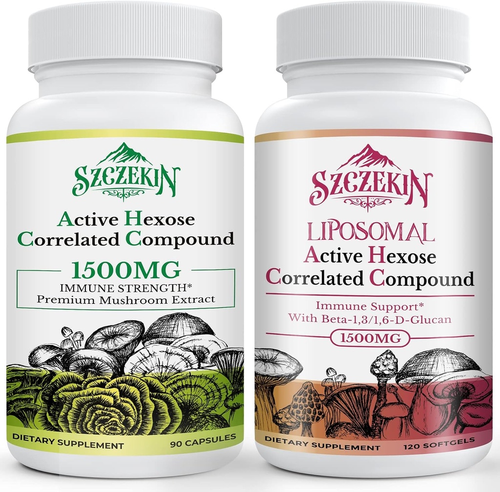 Active Hexose Correlated Compound 1500 mg Supplement 90 Capsules Bundle with 1500mg Liposomal Active Hexose Correlated Supplement 120 SoftGels