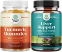 Bundle of Turmeric Curcumin Immune Support Gummies with Black Pepper - Joint Supplement with Curcumin Powder and Liver Cleanse Detox & Repair - Milk Thistle Supplement for Digestion & Immune Health
