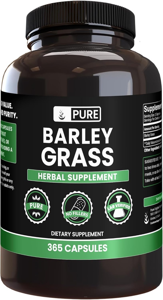 Pure Original Ingredients Barley Grass (365 Capsules) No Magnesium Or Rice Fillers, Always Pure, Lab Verified