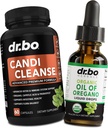 Candi Cleanse & Oregano Oil Drops - Extra Strength Probiotic Complex Cleanser & Organic Liquid - Natural Oral Herbal Caprylic Acid Capsules & Oil of Oregano Drops Tincture Extract